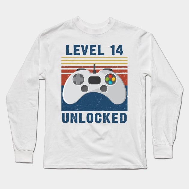 Level 14 unlocked funny gamer 14th birthday Long Sleeve T-Shirt by Sauconmua Conlaigi99